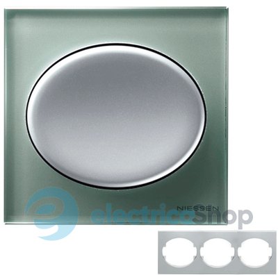 Рамка 3-поста горизонтальная tacto стекло серебряное