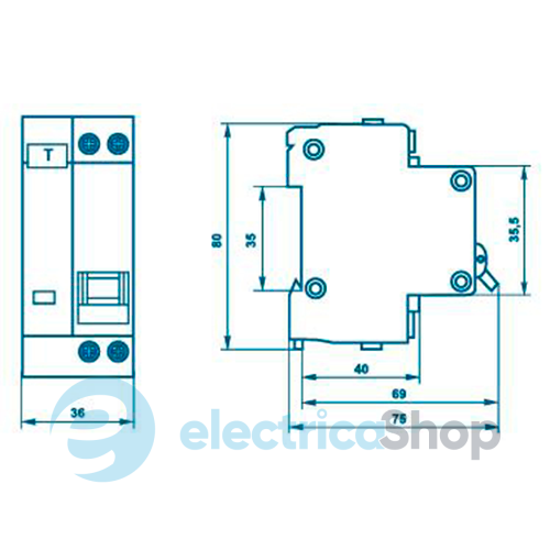 Диференційний автоматичний вимикач ABB DS951 1P+N, «B» 40A, 30мА, тип АС