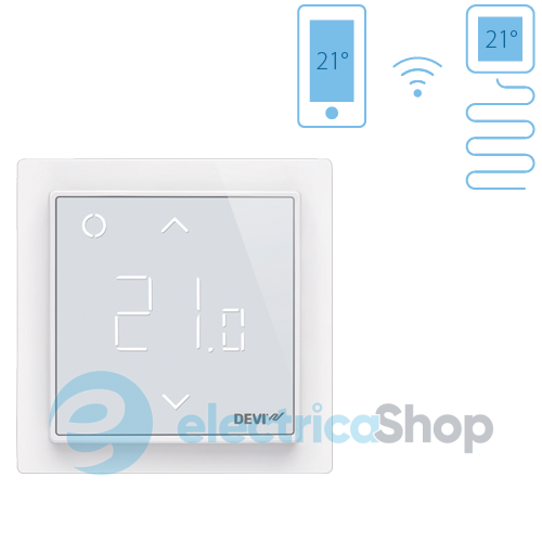 Терморегулятор електронний DEVIreg™ Smart Pure White Wi-Fi, інтелектуальний таймер, білий