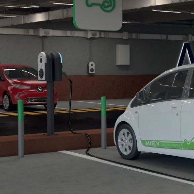 Фотографія в інтер'єрі Зарядна станція Charge 1ф. 7,4кВт (32А) з вбудованим T2 кабелем 7 метрів, (Schneider Electric EVH5A07N2C7)