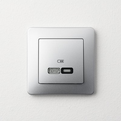 Фотография в интерьере USB-розетка тип A+C 21 Вт. Sedna Design SE SDD113405, алюминий