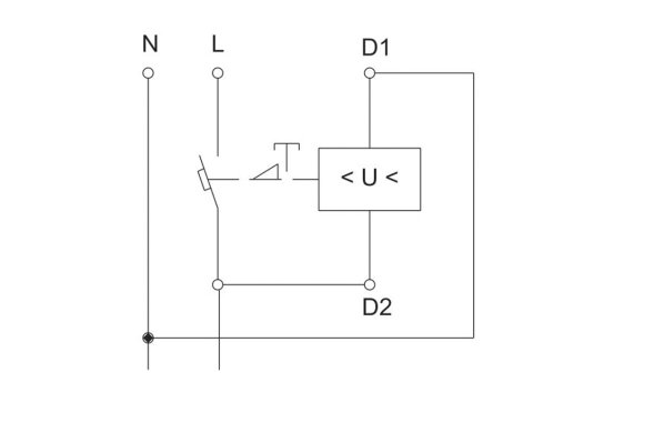 Схема підлючення розчеплювача MVA31D-RMM з автоматичним вимикачем ВА47-60М