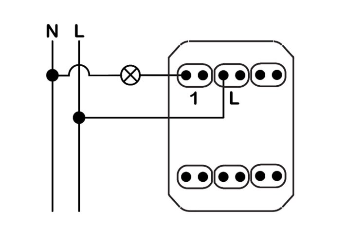 Схема підключення 1-клавішного вимикача Unica New