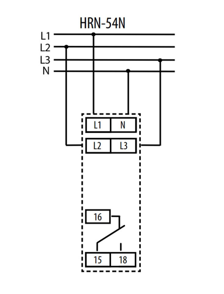 Схема подключения реле напряжения HRN-54N
