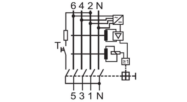 Схема підключення диференційного реле 2062633 Eti