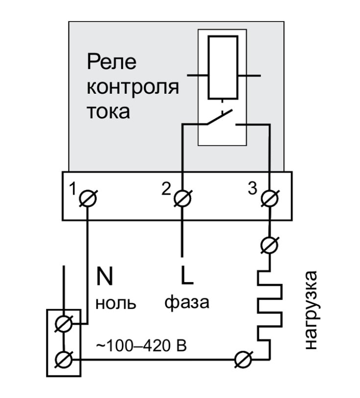 Схема підключення реле струму Зубр i50
