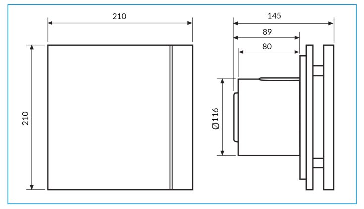 Размер вентилятора Soler&Polau SILENT-200 CRZ DESIGN - 3C (230V 50)