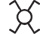 «хрест» 1-клавішний проміжний перемикач — технічне позначення (для схем).