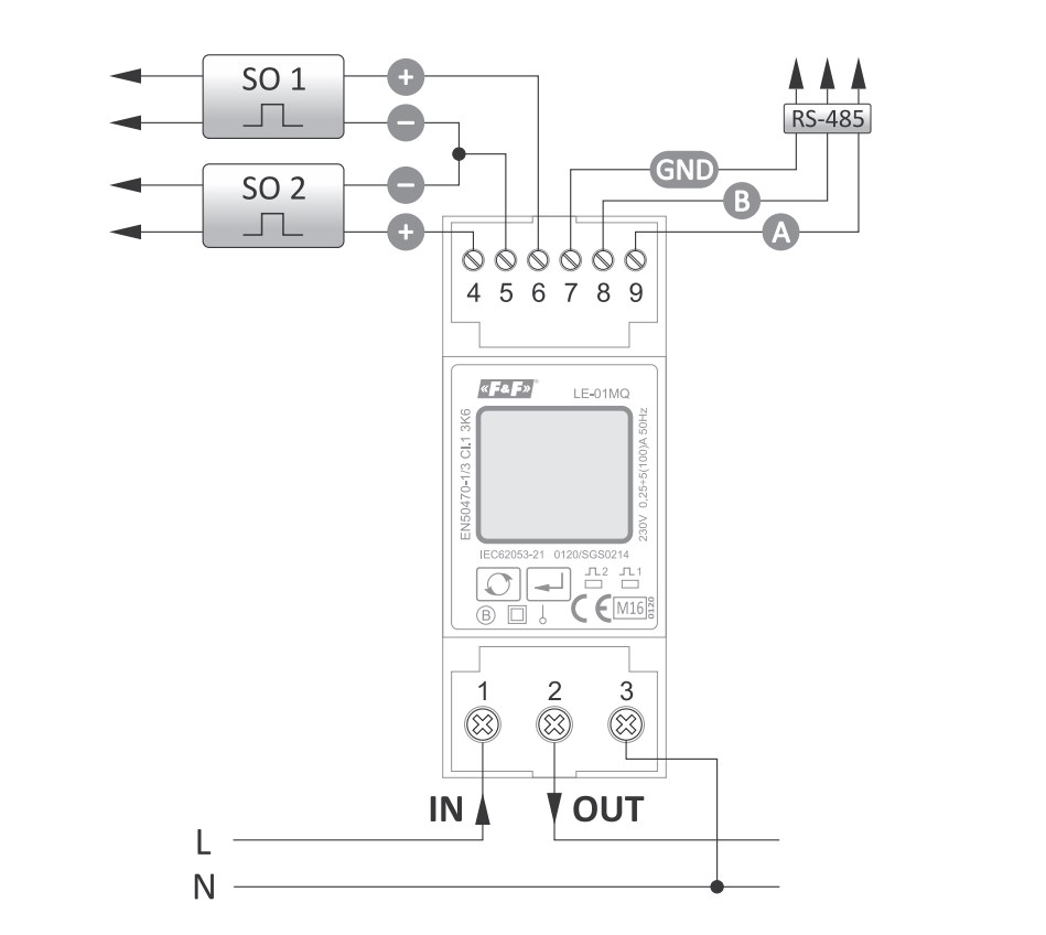 схема підключення лічільника енергії FF LT-01MQ