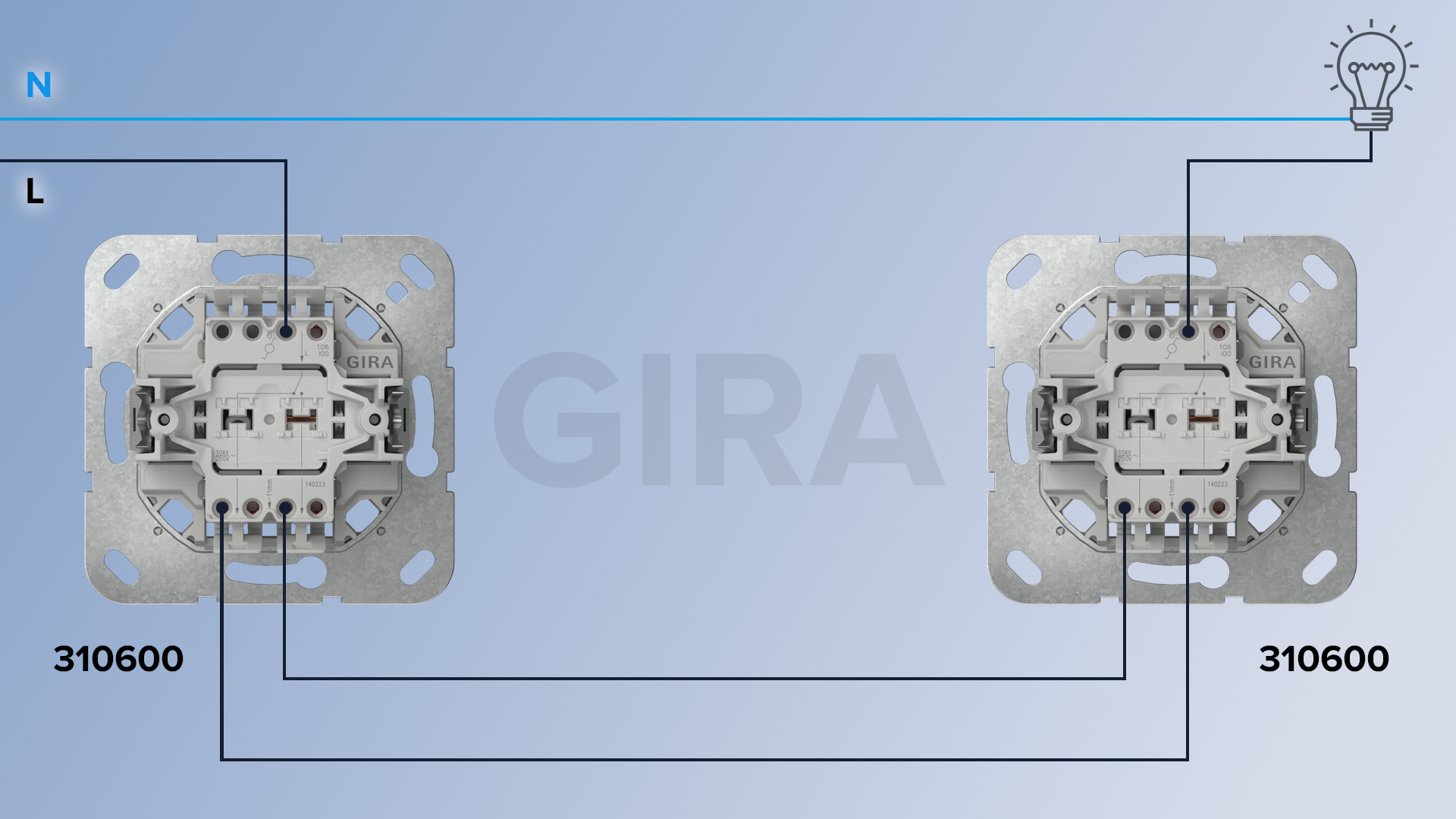 Як підключити перемикач GIRA 310600 у прохідну схему