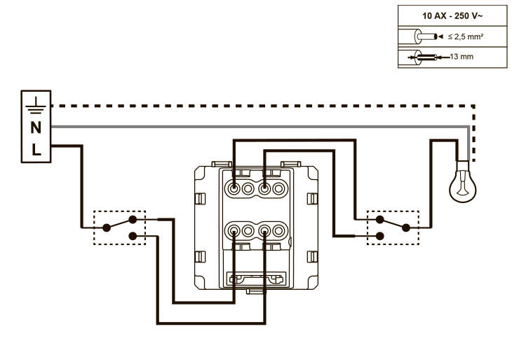 Схема подключения выключателя 752007