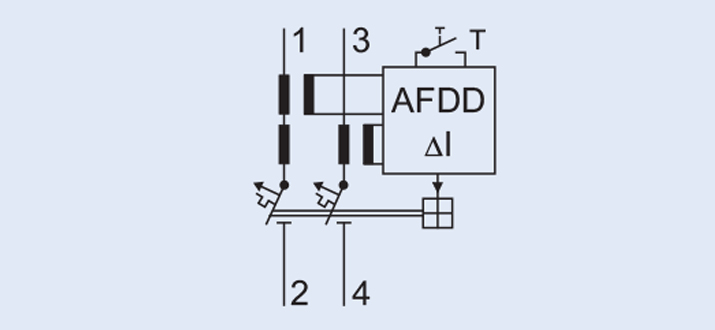 Схема подключения устройства защиты от дуговых повреждений AFDD+ 187218 Eaton