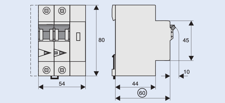 Габаритные размеры двухполюсного устройства защиты от дуговых повреждений AFDD+ AFDD-20/2/B/003-LI/A Eaton
