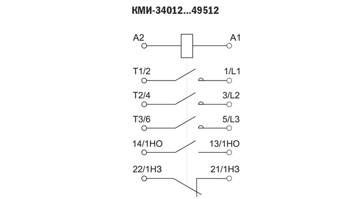 Электрическая схема контактора iEK КМИ-48012