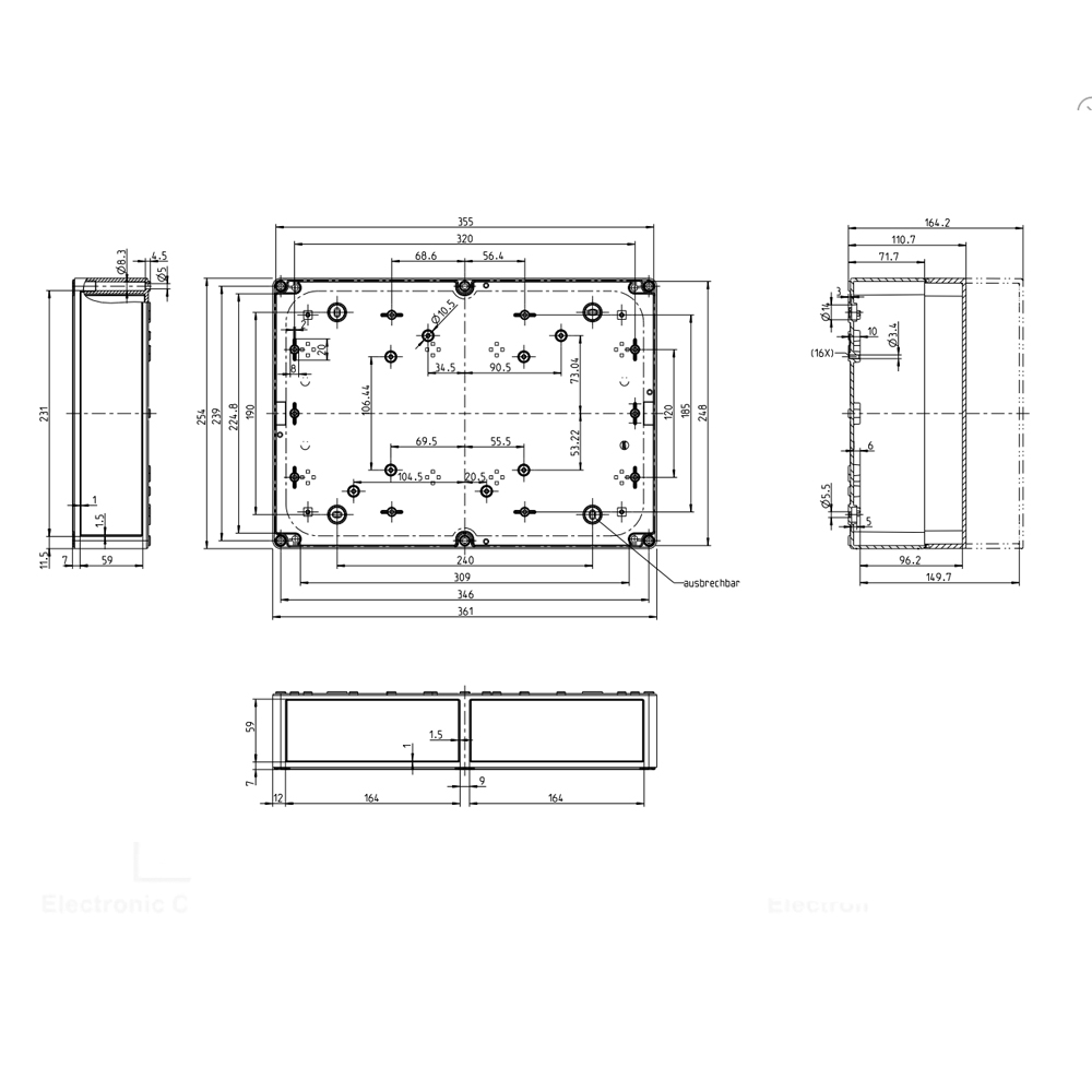 Габаритне креслення TK-коробка PS 3625-16-o
