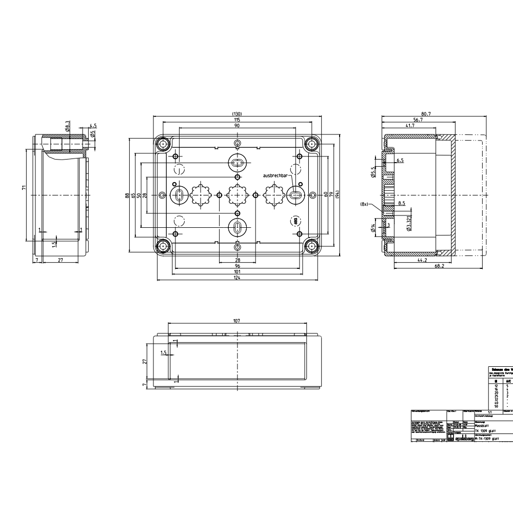 Габаритне креслення TK-коробка PS 1309-6-to