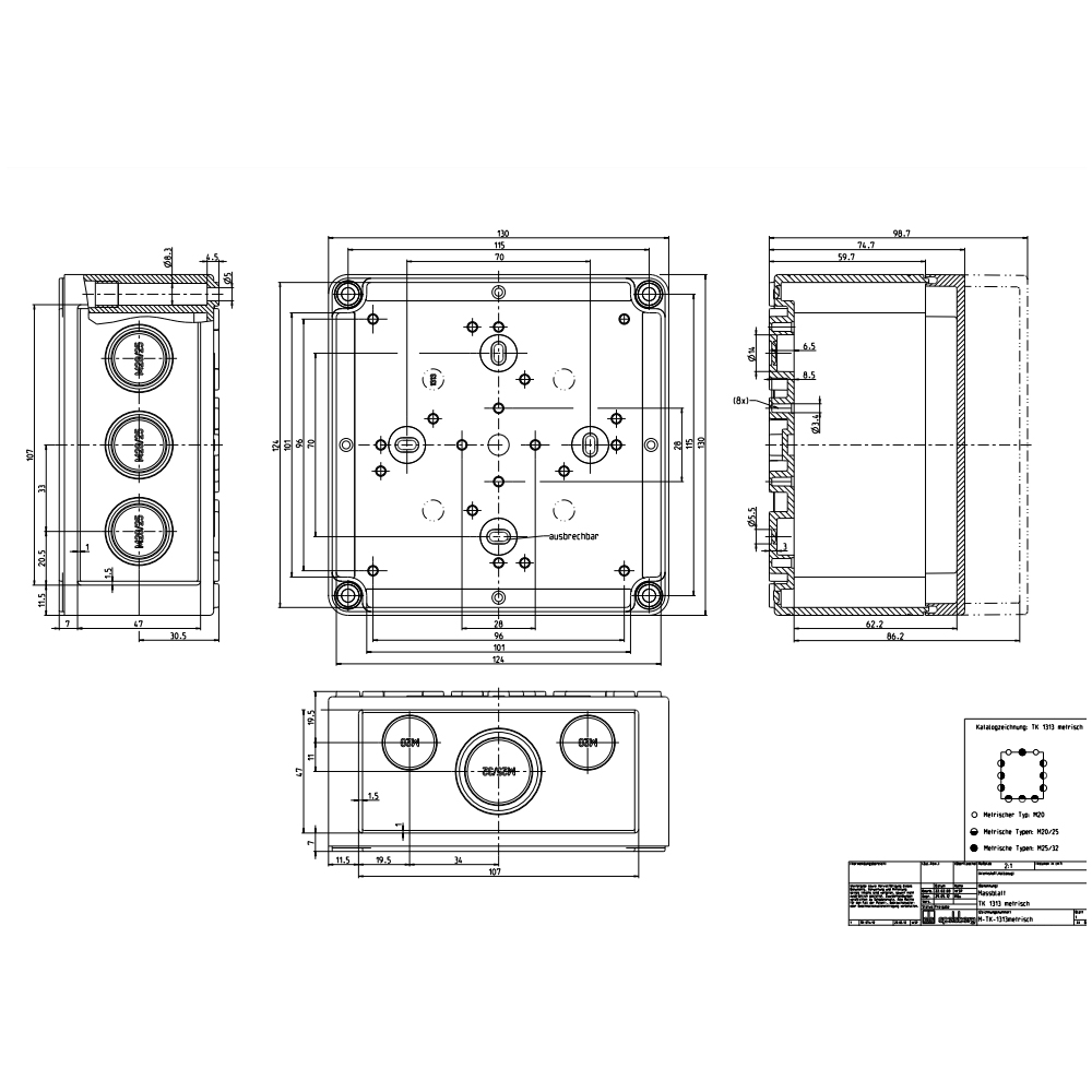 Габаритный чертеж TK-коробка PC 1313-7-m