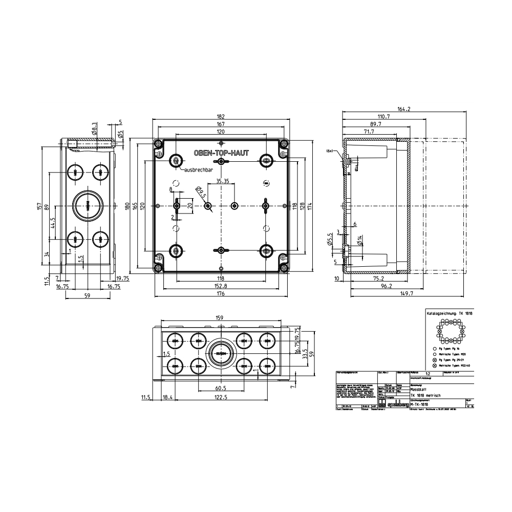 Габаритный чертеж TK-коробка PC 1818-9-m
