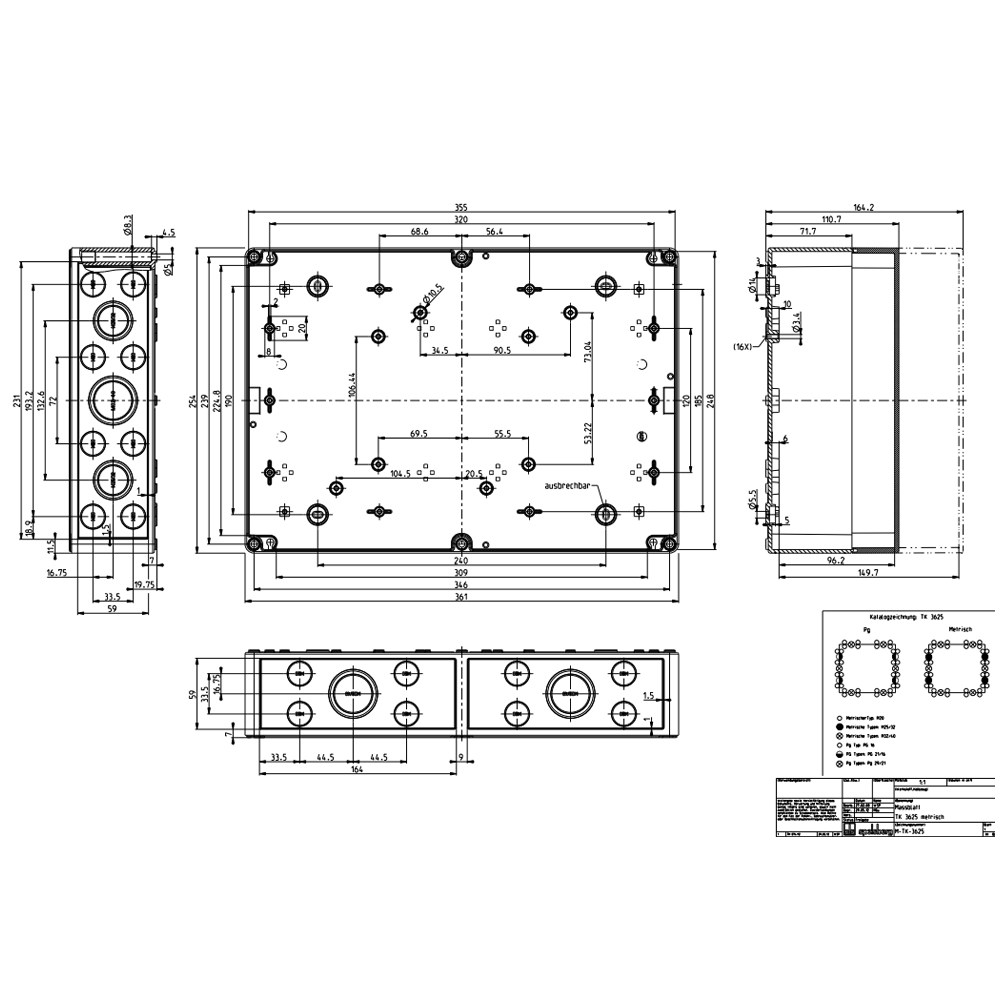 Габаритный чертеж TK-коробка PC 3625-11-m
