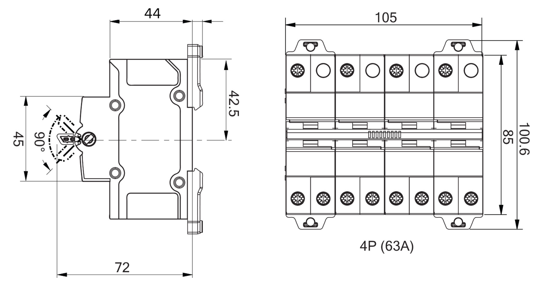 Як підключити перемикач A9SCO463 | Розміри перемикача iSSW Acti9 1P 40 A I-O-II (Schneider Electric A9SCO463)