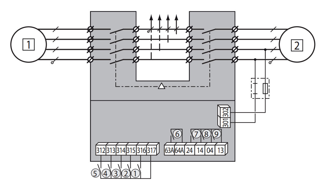 Как подключить переключатель нагрузки ETI MLBS CO 250 230VAC 4P