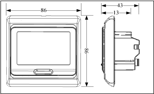 Размеры терморегулятора M 9.716 Woks | electrica-shop