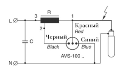 Схема підключення натрієвих і металогалогенних ламп зі стартером AVS-100