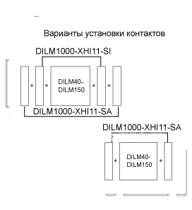схема подключения доп.контакта DILM1000-XHI11-SA к контактору DILM