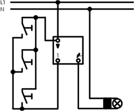 Схема підключення світлорегулятора 6560/6593 доп.управ. через кнопки