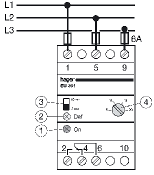 cхема подключения реле контроля 3-фазн