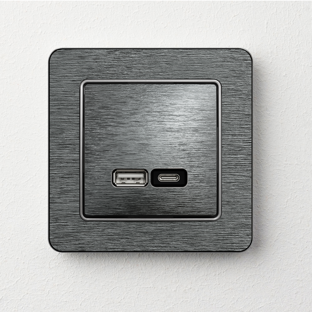 Рамка 1-пост Sedna Elements SDD372801U матовbй титан + Розетка USB Sedna Elements SDD372801U матовий титан