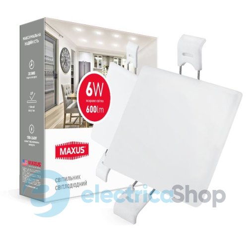 LED-світильник MAXUS Slim Panel SP edge 6W, 4100К квадрат (1-MSP-0641-S)