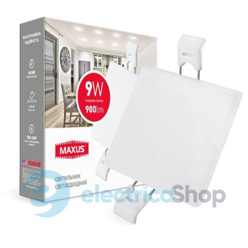 LED-світильник MAXUS Slim Panel SP edge 9W, 4100К квадрат (1-MSP-0941-S)