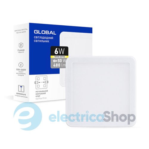 Светодиодный светильник Global Small Panel adjustable 6W 3000K квадрат (1-GSP-01-0630-S)