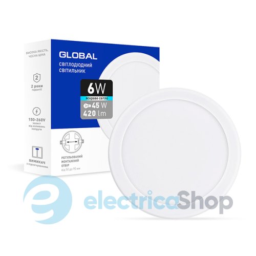 Світлодіодний світильник Global Small Panel adjustable 6W 4100K коло (1-GSP-01-0641-C)