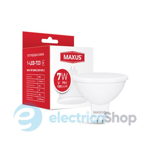 Лампа світлодіодна MAXUS 1-LED-723 MR16 7W 3000K 220V GU5.3