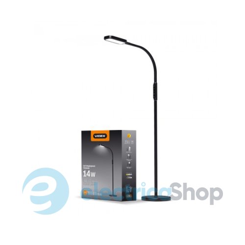 LED торшер черный VIDEX TF07B 14W 3000-5500K