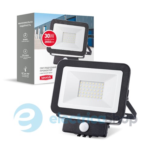 Світлодіодний прожектор MAXUS 30W 5000K (1-MFL-01-3050S) sensor