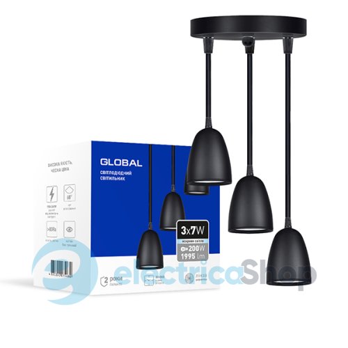 Светильник светодиодный GLOBAL GPL-01C 21W 4100K черный (3-GPL-12141-CB)