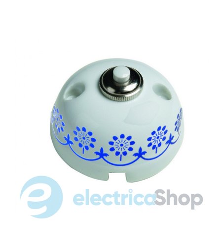 Кнопка дзвінка Fontini Garby фарфор з синім орнаментом