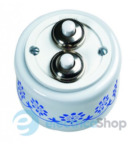 Кнопка звонка 2-я Fontini Garby фарфор с синим орнаментом