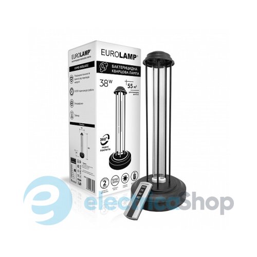 Бактерицидна лампа EUROLAMP UVMB-38 (black) безозонова на металевій підставці