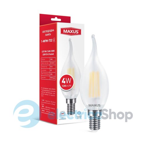 Лампа світлодіодна MAXUS C37 FM-T 4W 4100K 220V E14 Frosted 1-MFM-732