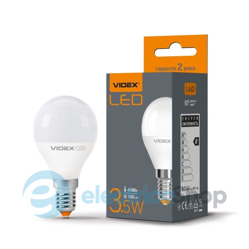 Світлодіодна лампа VIDEX G45e 3.5W E14 4100K (VL-G45e-35144) 23500