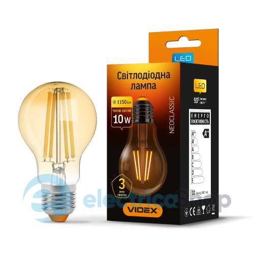 Світлодіодна лампа VIDEX Filament A60FA 10W E27 2200K бронза (VL-A60FA-10272) 25792