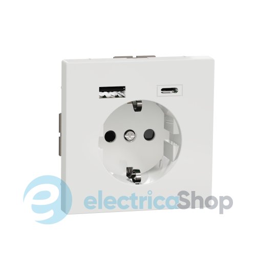 Розетка з/к (16А) и USB A+C (3A) Merten D-Life, Белый лотос