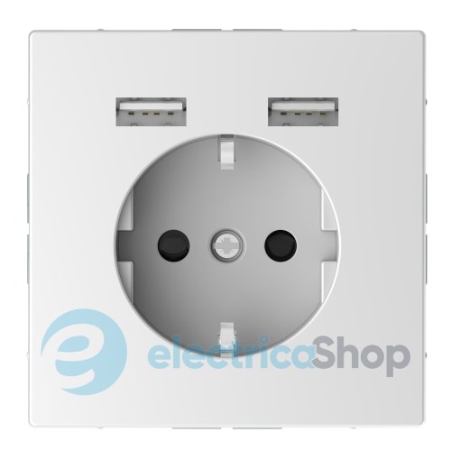 Розетка з з/к і з 2 USB (2,4А) Merten D-Life, полярно білий