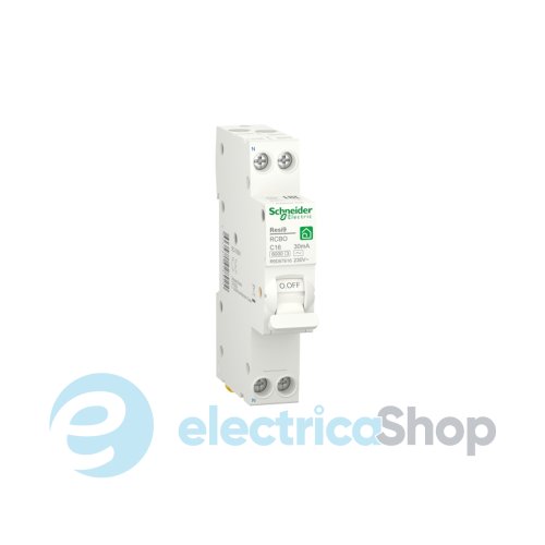 Компактний дифавтомат RESI9 Schneider Electric 16 А, 30 мA, 1P+N, 6кA, крива С, тип АС
