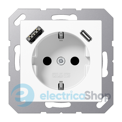 Розетка SCHUKO з USB тип AC, JUNG A1520-15CAWW, колір білий