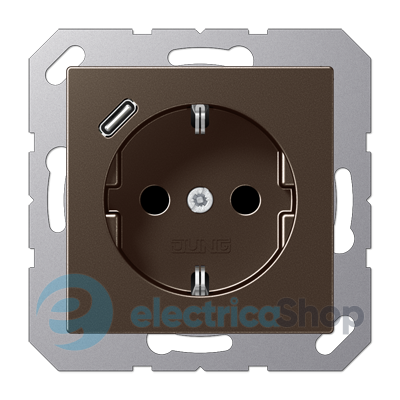 Розетка SСHUKO с USB тип C, JUNG A1520-18CMO, цвет мокко